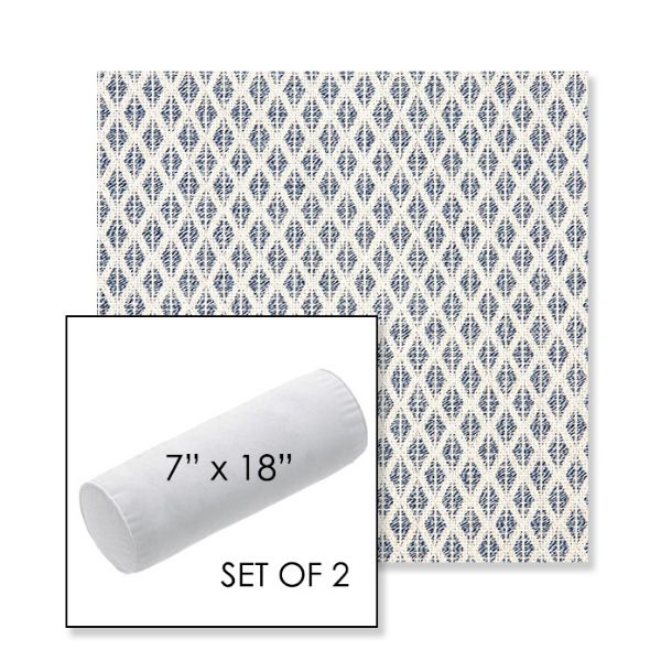 Picture of Detail Denim | Set of 2 | 7" x 18" Sunbrella Outdoor Bolster Pillows with Premium Inserts