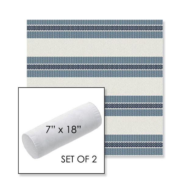 Picture of Excel Denim | Set of 2 | 7" x 18" Sunbrella Outdoor Bolster Pillows with Premium Inserts