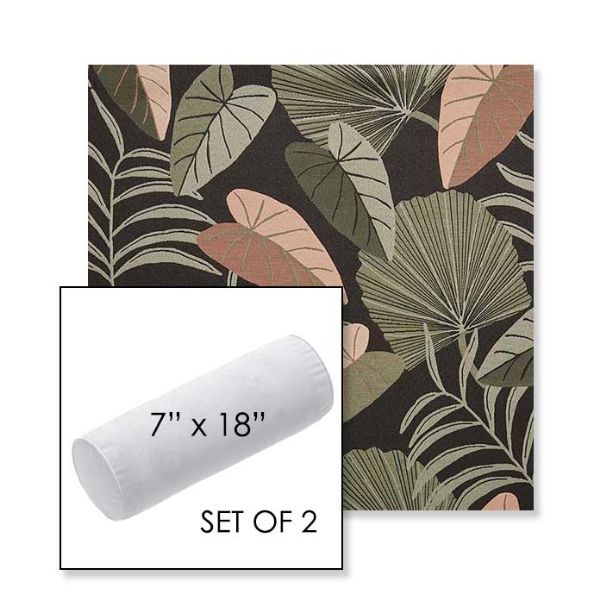 Picture of Fernie Midnight Garden | Set of 2 | 7" x 18" Sunbrella Outdoor Bolster Pillows with Premium Inserts