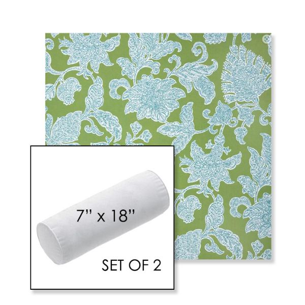 Picture of Floral Song Spring | Set of 2 | 7" x 18" Sunbrella Outdoor Bolster Pillows with Premium Inserts