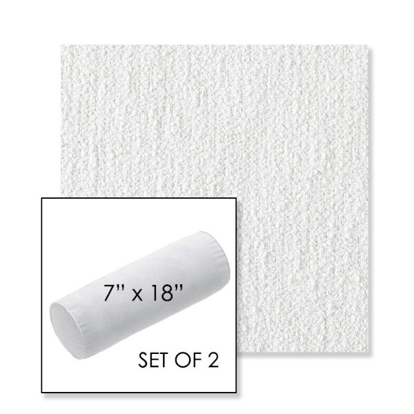 Picture of Improve White | Set of 2 | 7" x 18" Sunbrella Outdoor Bolster Pillows with Premium Inserts