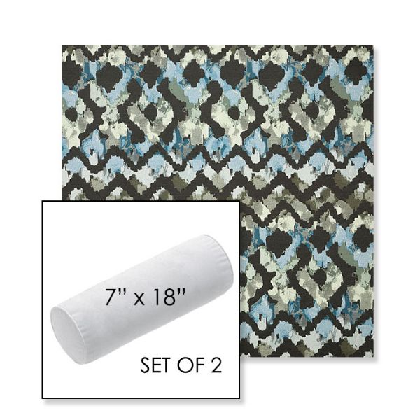 Picture of Inga Green Tea | Set of 2 | 7" x 18" Sunbrella Outdoor Bolster Pillows with Premium Inserts