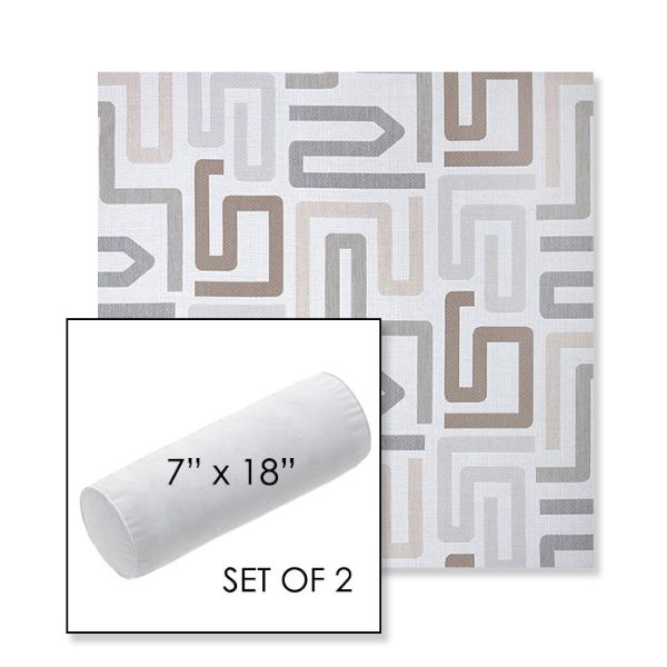 Picture of Labyrinth Cloud | Set of 2 | 7" x 18" Sunbrella Outdoor Bolster Pillows with Premium Inserts