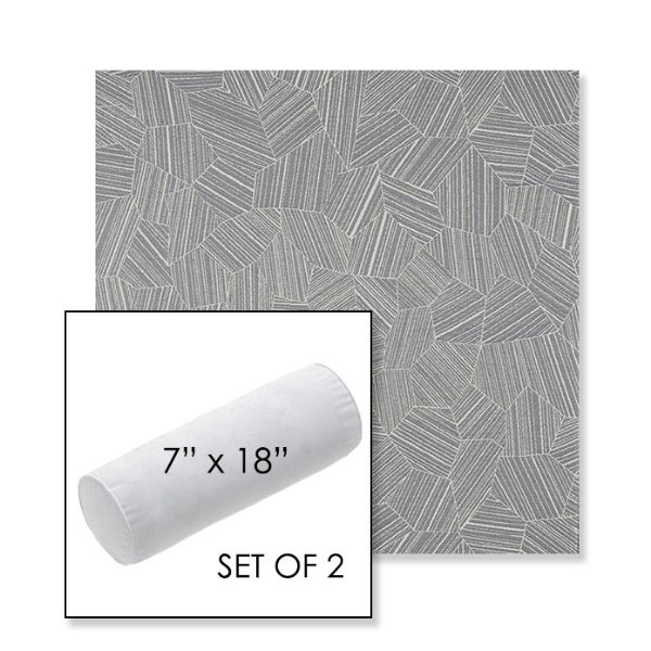 Picture of Leaf Structure Slate | Set of 2 | 7" x 18" Sunbrella Outdoor Bolster Pillows with Premium Inserts