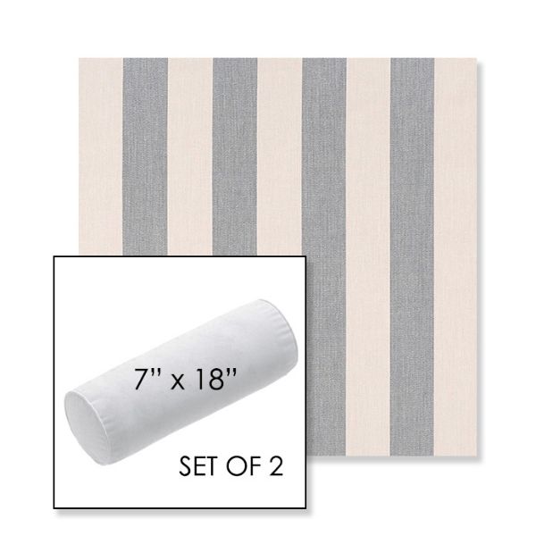 Picture of Leisure Denim | Set of 2 | 7" x 18" Sunbrella Outdoor Bolster Pillows with Premium Inserts