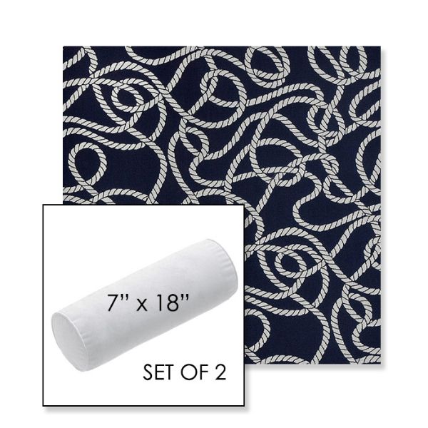 Picture of Maritime Nautical | Set of 2 | 7" x 18" Sunbrella Outdoor Bolster Pillows with Premium Inserts