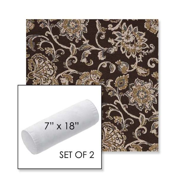 Picture of Martha Floral Garden Path | Set of 2 | 7" x 18" Sunbrella Outdoor Bolster Pillows with Premium Inserts