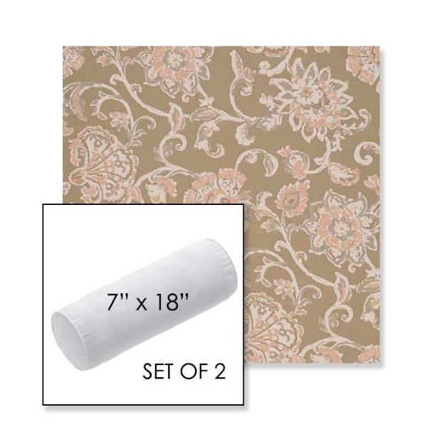 Picture of Martha Floral Spring | Set of 2 | 7" x 18" Sunbrella Outdoor Bolster Pillows with Premium Inserts