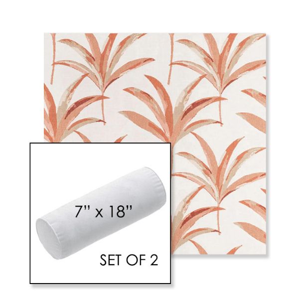 Picture of Martinique Mango | Set of 2 | 7" x 18" Sunbrella Outdoor Bolster Pillows with Premium Inserts