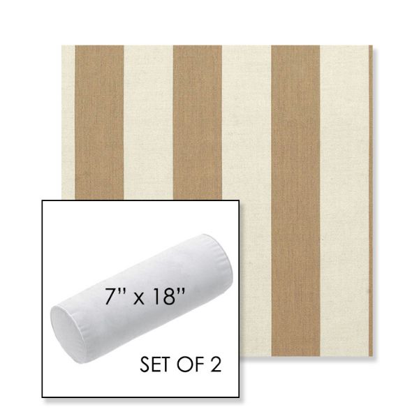 Picture of Maxim Heather Beige | Set of 2 | 7" x 18" Sunbrella Outdoor Bolster Pillows with Premium Inserts