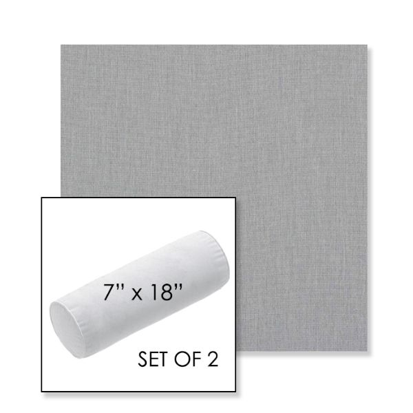 Picture of Natte Grey Chine | Set of 2 | 7" x 18" Sunbrella Outdoor Bolster Pillows with Premium Inserts