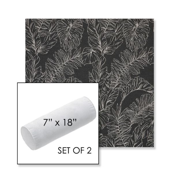 Picture of Palma Shadow | Set of 2 | 7" x 18" Sunbrella Outdoor Bolster Pillows with Premium Inserts