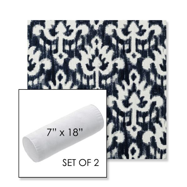 Picture of Patra Indigo | Set of 2 | 7" x 18" Sunbrella Outdoor Bolster Pillows with Premium Inserts