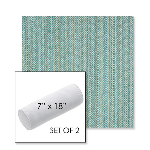 Picture of Posh Aqua | Set of 2 | 7" x 18" Sunbrella Outdoor Bolster Pillows with Premium Inserts