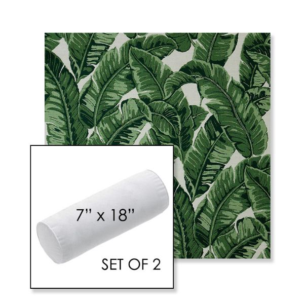 Picture of Tropics Jungle | Set of 2 | 7" x 18" Sunbrella Outdoor Bolster Pillows with Premium Inserts