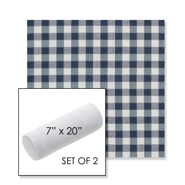 Picture of Above Denim | Set of 2 | 7" x 20" Sunbrella Outdoor Bolster Pillows with Premium Inserts