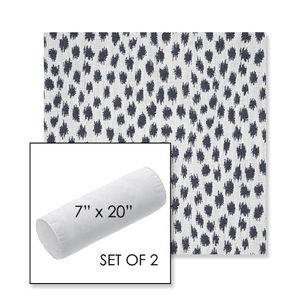 Picture of Agra Indigo | Set of 2 | 7" x 20" Sunbrella Outdoor Bolster Pillows with Premium Inserts