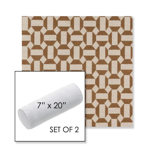 Picture of Assemble Teak | Set of 2 | 7" x 20" Sunbrella Outdoor Bolster Pillows with Premium Inserts