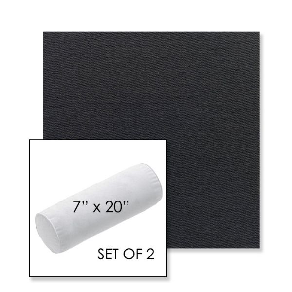 Picture of Canvas Raven Black | Set of 2 | 7" x 20" Sunbrella Outdoor Bolster Pillows with Premium Inserts