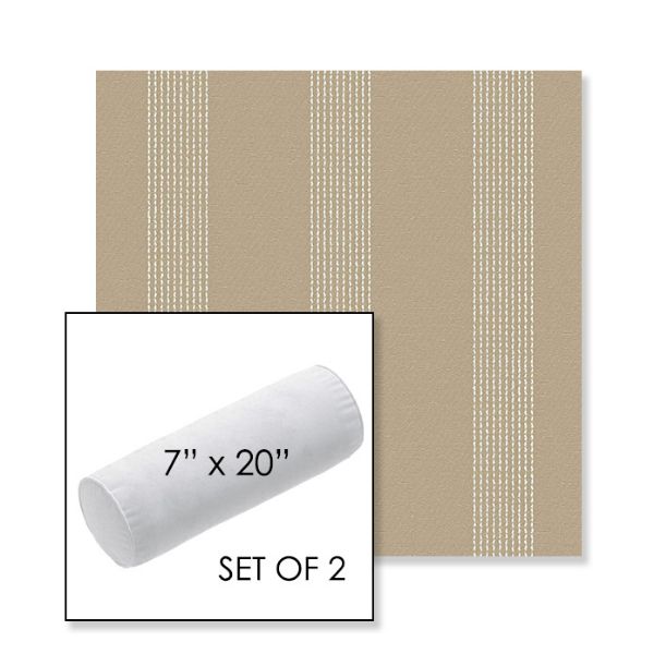Picture of Caper Camel | Set of 2 | 7" x 20" Sunbrella Outdoor Bolster Pillows with Premium Inserts