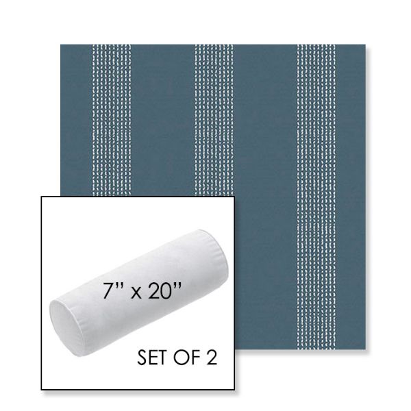 Picture of Caper Slate | Set of 2 | 7" x 20" Sunbrella Outdoor Bolster Pillows with Premium Inserts