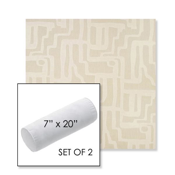 Picture of Escher Alabaster | Set of 2 | 7" x 20" Sunbrella Outdoor Bolster Pillows with Premium Inserts