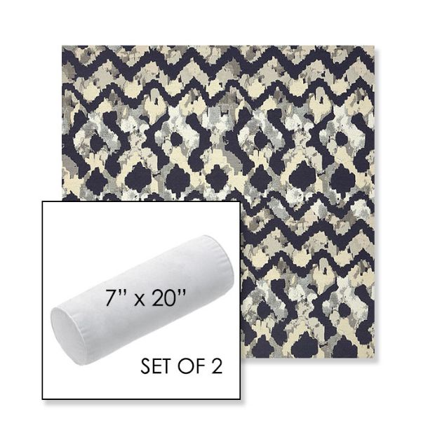 Picture of Inga Midnight | Set of 2 | 7" x 20" Sunbrella Outdoor Bolster Pillows with Premium Inserts
