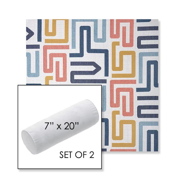 Picture of Labyrinth Fiesta | Set of 2 | 7" x 20" Sunbrella Outdoor Bolster Pillows with Premium Inserts