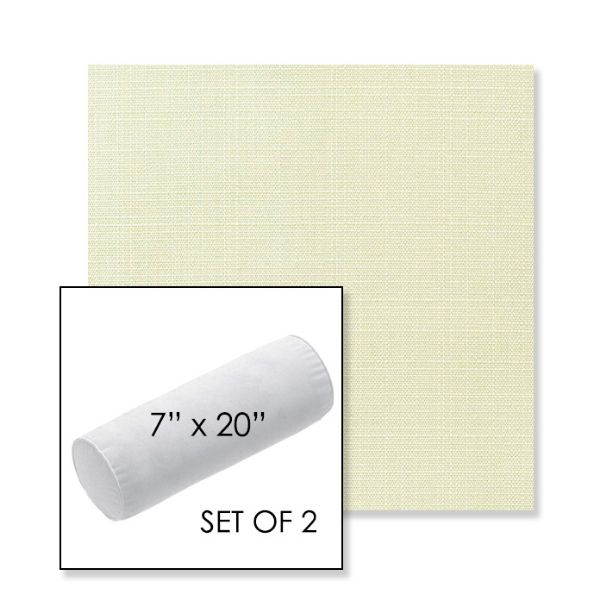 Picture of Linen Natural | Set of 2 | 7" x 20" Sunbrella Outdoor Bolster Pillows with Premium Inserts