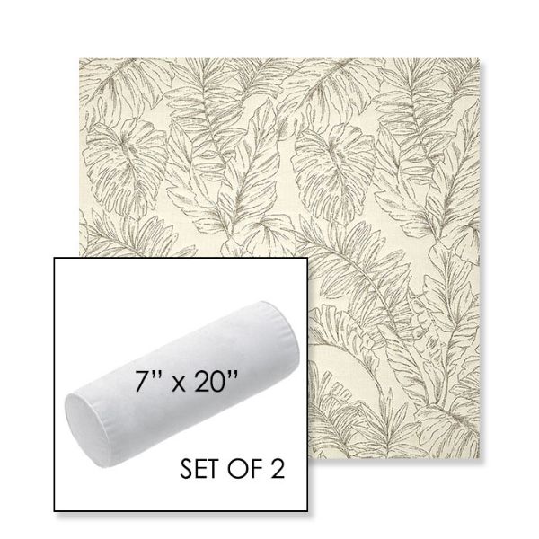 Picture of Palma Whitesand | Set of 2 | 7" x 20" Sunbrella Outdoor Bolster Pillows with Premium Inserts