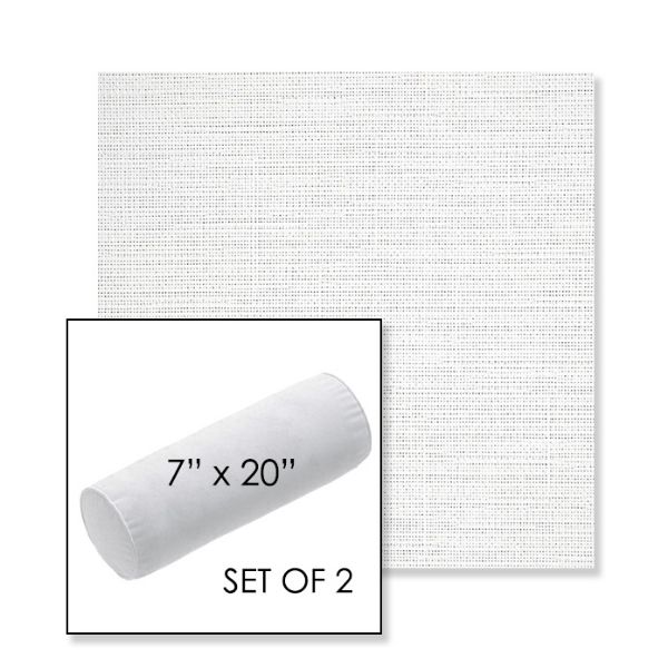 Picture of Piazza White | Set of 2 | 7" x 20" Sunbrella Outdoor Bolster Pillows with Premium Inserts