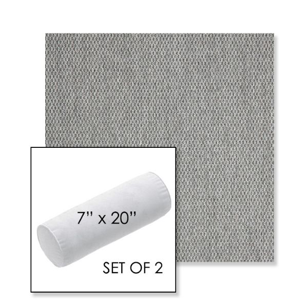 Picture of Pique Ash | Set of 2 | 7" x 20" Sunbrella Outdoor Bolster Pillows with Premium Inserts