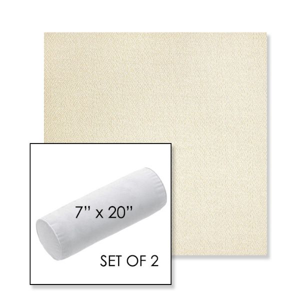 Picture of Posh Salt | Set of 2 | 7" x 20" Sunbrella Outdoor Bolster Pillows with Premium Inserts