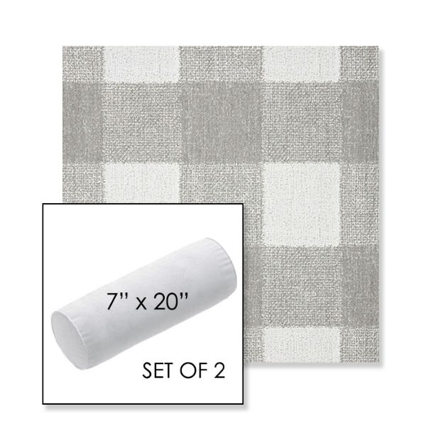 Picture of Preso Pebble | Set of 2 | 7" x 20" Sunbrella Outdoor Bolster Pillows with Premium Inserts
