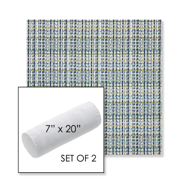 Picture of Principle Lagoon | Set of 2 | 7" x 20" Sunbrella Outdoor Bolster Pillows with Premium Inserts