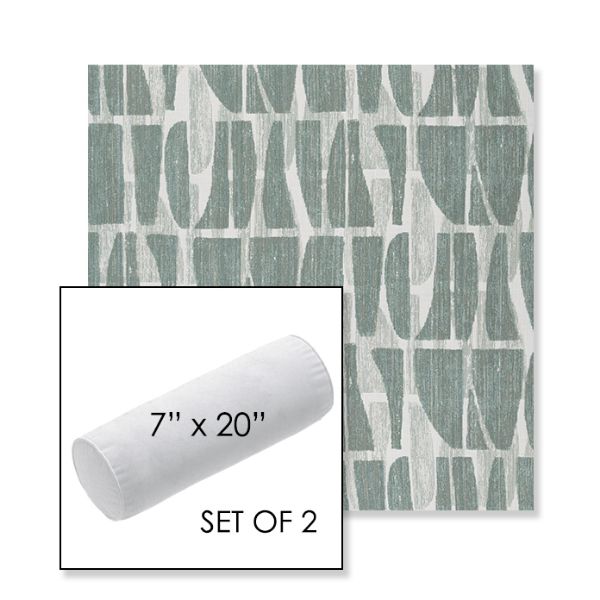 Picture of Scheme Mist | Set of 2 | 7" x 20" Sunbrella Outdoor Bolster Pillows with Premium Inserts