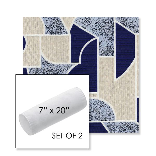 Picture of Territory Lazuli | Set of 2 | 7" x 20" Sunbrella Outdoor Bolster Pillows with Premium Inserts