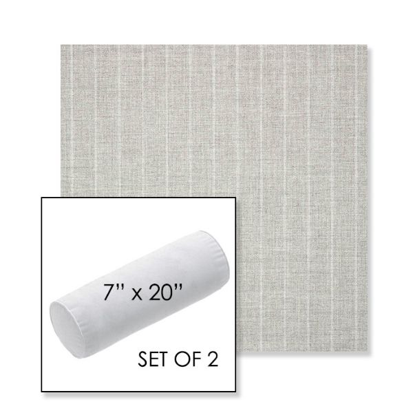 Picture of Ticking Fog | Set of 2 | 7" x 20" Sunbrella Outdoor Bolster Pillows with Premium Inserts