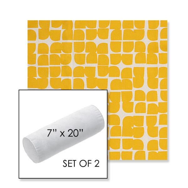 Picture of Toggle Lemon Drop | Set of 2 | 7" x 20" Sunbrella Outdoor Bolster Pillows with Premium Inserts