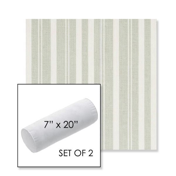 Picture of Tranquil Sage | Set of 2 | 7" x 20" Sunbrella Outdoor Bolster Pillows with Premium Inserts