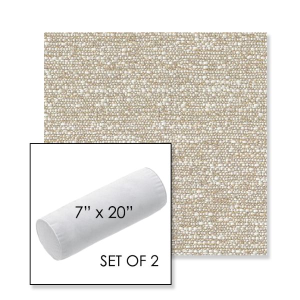 Picture of Tundra Gypsum | Set of 2 | 7" x 20" Sunbrella Outdoor Bolster Pillows with Premium Inserts