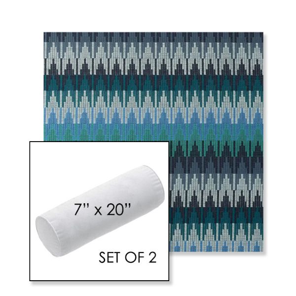 Picture of Valley Lagoon | Set of 2 | 7" x 20" Sunbrella Outdoor Bolster Pillows with Premium Inserts