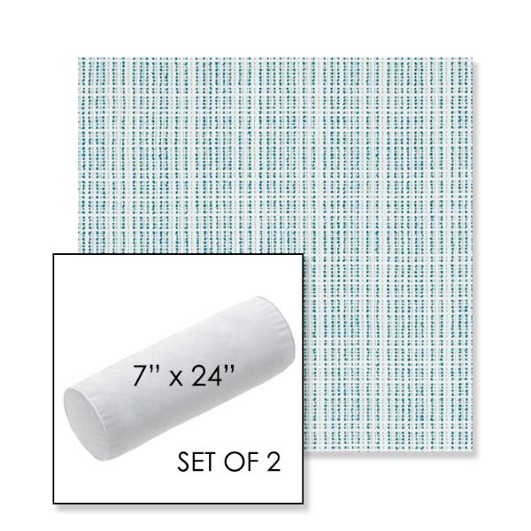 Picture of Benson Lagoon | Set of 2 | 7" x 24" Sunbrella Outdoor Bolster Pillows with Premium Inserts