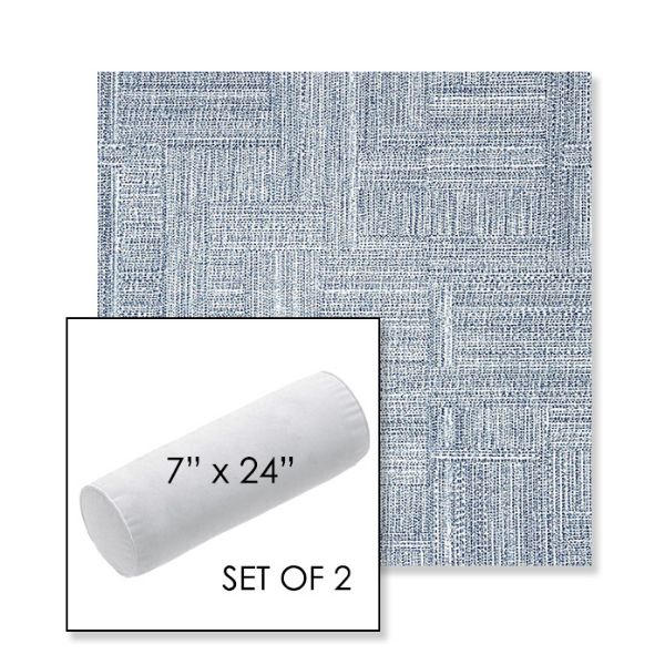 Picture of Boro Indigo | Set of 2 | 7" x 24" Sunbrella Outdoor Bolster Pillows with Premium Inserts