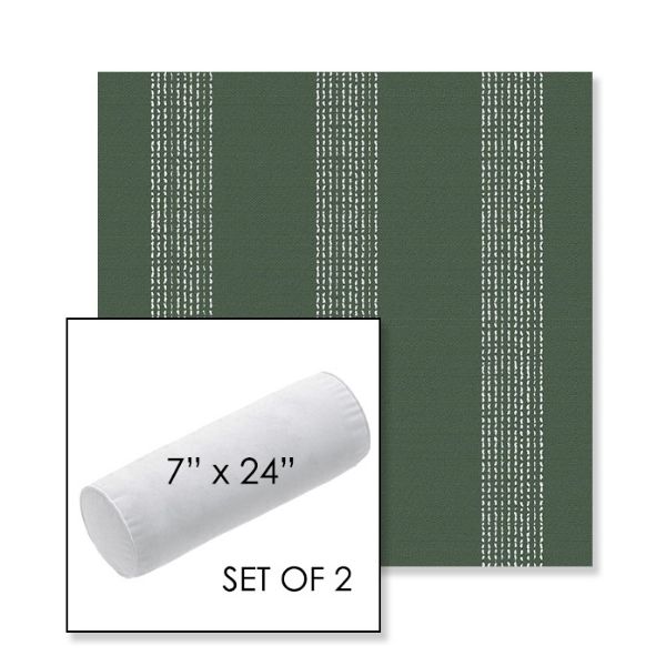 Picture of Caper Moss | Set of 2 | 7" x 24" Sunbrella Outdoor Bolster Pillows with Premium Inserts
