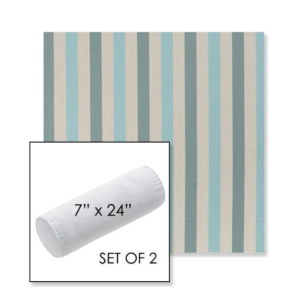Picture of Costa Clearwater | Set of 2 | 7" x 24" Sunbrella Outdoor Bolster Pillows with Premium Inserts