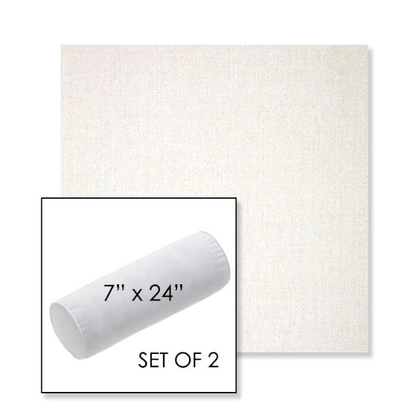 Picture of Crush Snow | Set of 2 | 7" x 24" Sunbrella Outdoor Bolster Pillows with Premium Inserts