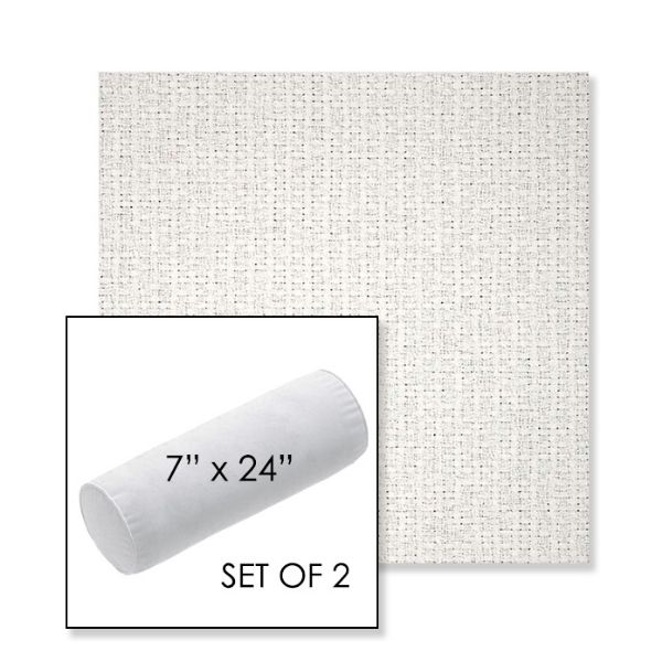 Picture of Dumont Snow | Set of 2 | 7" x 24" Sunbrella Outdoor Bolster Pillows with Premium Inserts