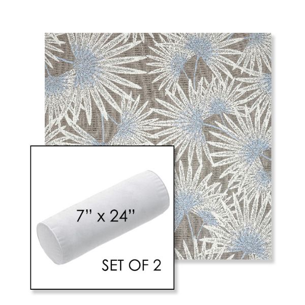 Picture of Etta Vapor | Set of 2 | 7" x 24" Sunbrella Outdoor Bolster Pillows with Premium Inserts