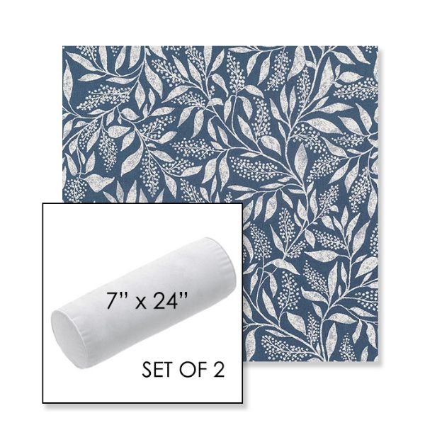 Picture of Exquisite Indigo | Set of 2 | 7" x 24" Sunbrella Outdoor Bolster Pillows with Premium Inserts